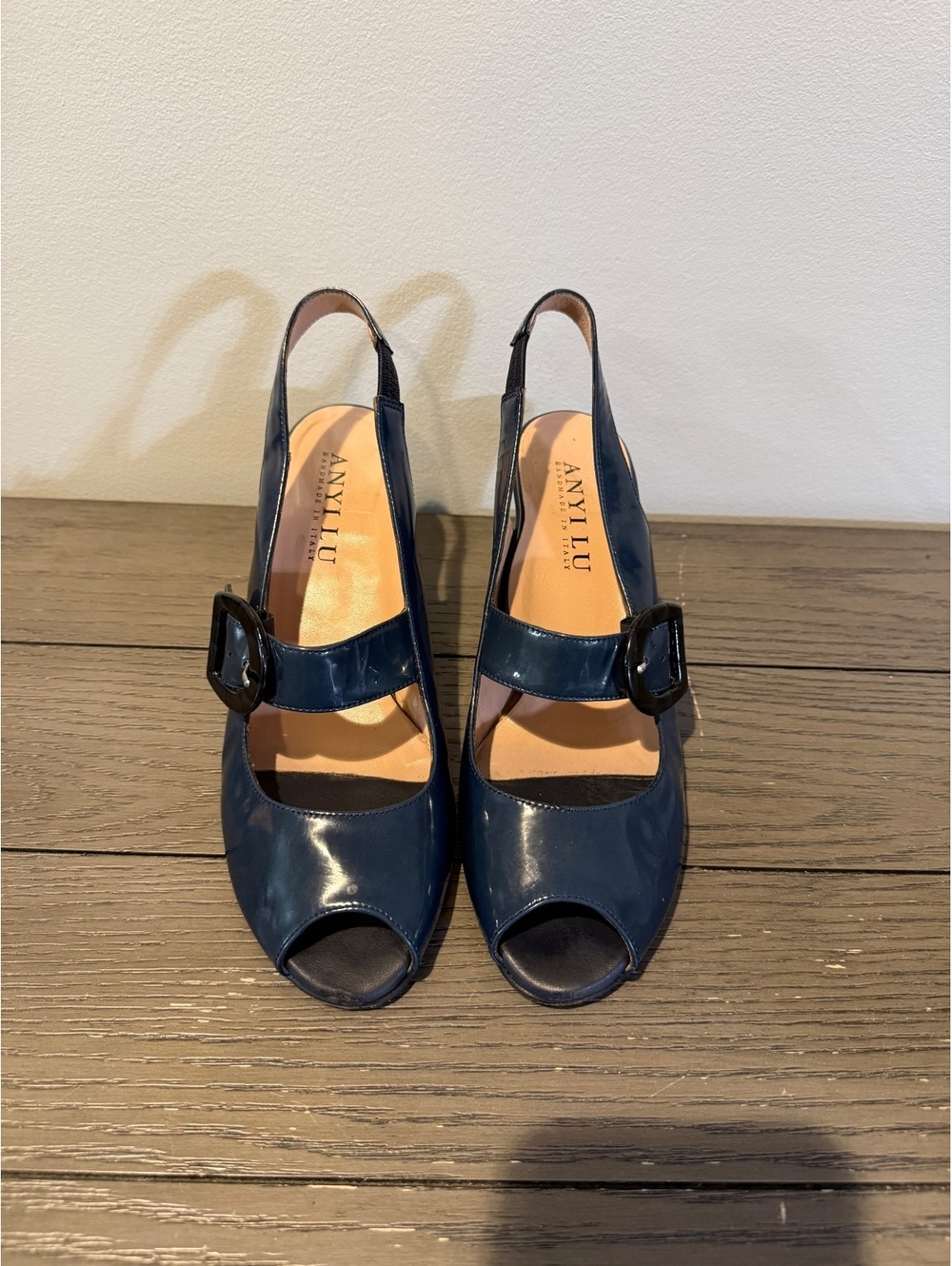 Anyi Lu Navy Blue Slingback Heels Size 39/8.5